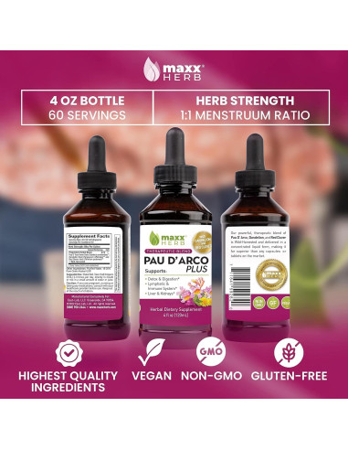 Maxx Herb Extracto de Pau D'Arco 120ml con Diente de León