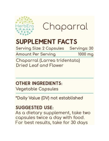 Cápsulas de Chaparral 500 mg HerbEra - 60 Unidades Naturales