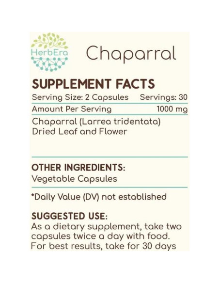 Cápsulas de Chaparral 500 mg HerbEra - 60 Unidades Naturales