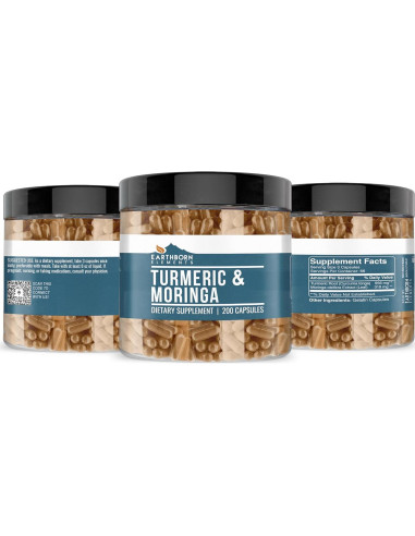Cápsulas de Cúrcuma y Moringa Elementos de la Tierra 200 Unidades