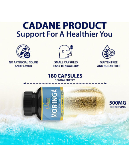 Cápsulas de Moringa Orgánica Cadane - 180 Cápsulas 6 Meses