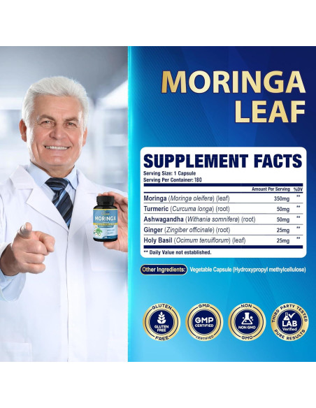 Cápsulas de Moringa Orgánica Cadane - 180 Cápsulas 6 Meses