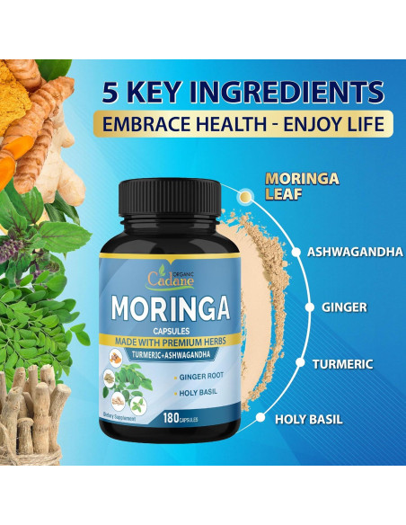 Cápsulas de Moringa Orgánica Cadane - 180 Cápsulas 6 Meses