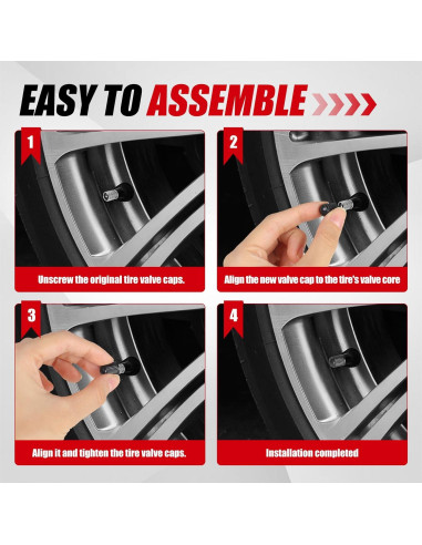 100 Tapones de Válvula de Neumático Guirnd con Anillo de Goma