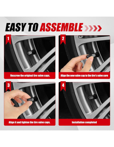 100 Tapones de Válvula de Neumático Guirnd con Anillo de Goma