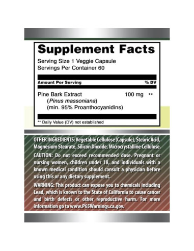 Extracto de Corteza de Pino Amazing Formulas 100mg 60 Cápsulas