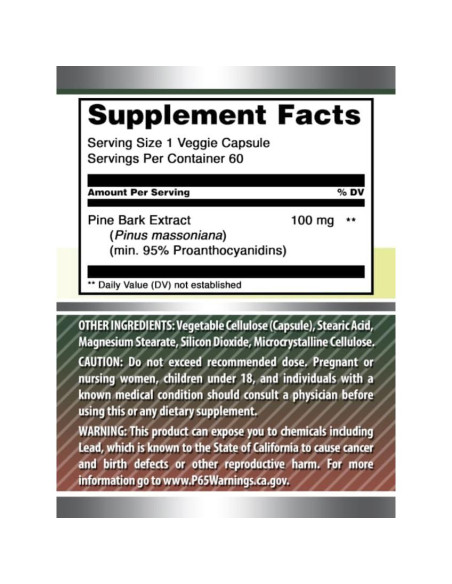 Extracto de Corteza de Pino Amazing Formulas 100mg 60 Cápsulas