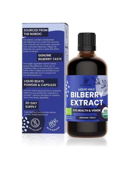 Extracto Líquido de Arándano Silvestre Orgánico 100ml - Suplemento Ocular