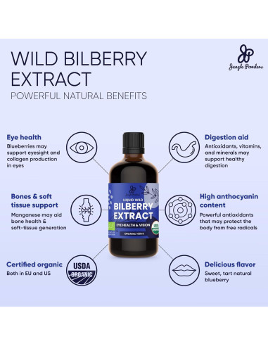 Extracto Líquido de Arándano Silvestre Orgánico 100ml - Suplemento Ocular
