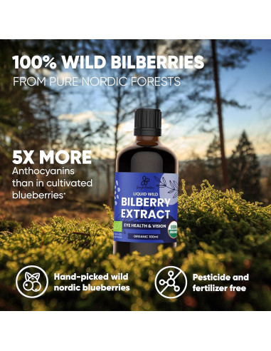 Extracto Líquido de Arándano Silvestre Orgánico 100ml - Suplemento Ocular