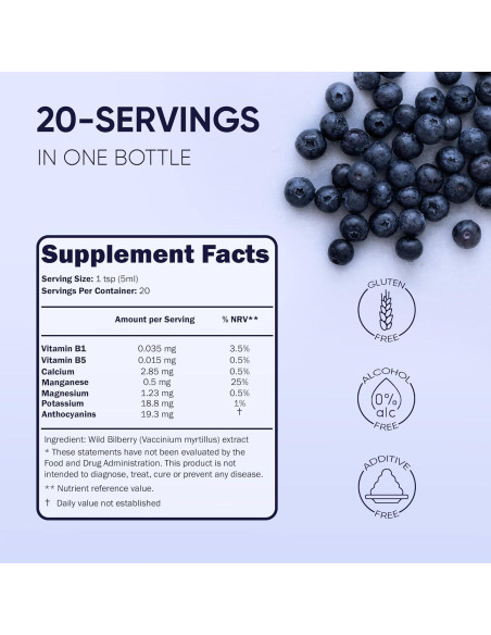 Extracto Líquido de Arándano Silvestre Orgánico 100ml - Suplemento Ocular