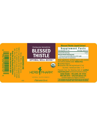 Extracto Líquido de Cardo Bendito Orgánico Herb Pharm 29.57 ml