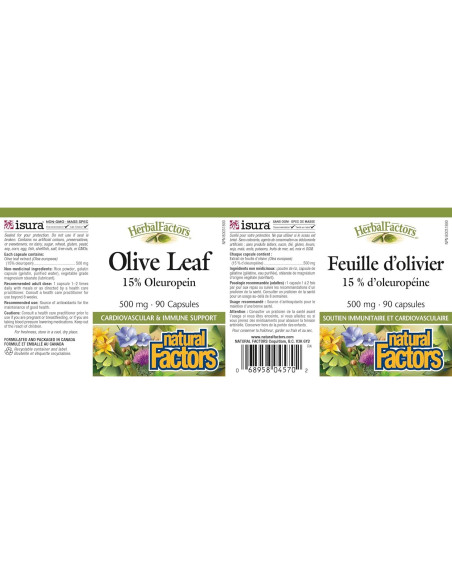 Cápsulas de Hoja de Olivo 500 mg Factores Naturales 90 Unidades Cápsulas de Hoja de Olivo 500 mg Factores Naturales 90 Unidades