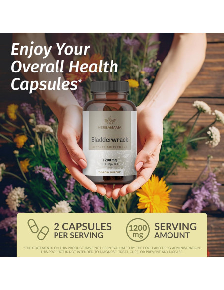 Cápsulas de Bladderwrack Herbamama 1200mg - Suplemento Vegano