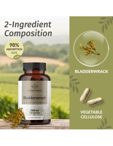 Cápsulas de Bladderwrack Herbamama 1200mg - Suplemento Vegano