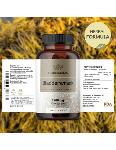Cápsulas de Bladderwrack Herbamama 1200mg - Suplemento Vegano