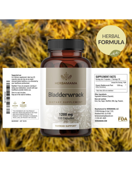 Cápsulas de Bladderwrack Herbamama 1200mg - Suplemento Vegano