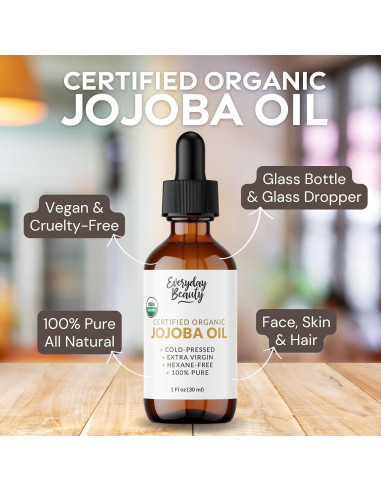Aceite de Jojoba Orgánico Everyday Beauty 29.57 ml - Hidratante Facial y Capilar