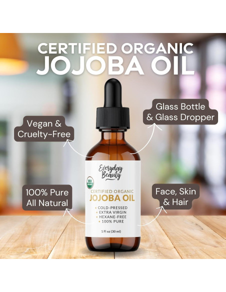 Aceite de Jojoba Orgánico Everyday Beauty 29.57 ml - Hidratante Facial y Capilar