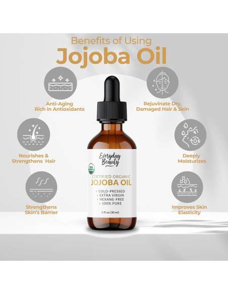 Aceite de Jojoba Orgánico Everyday Beauty 29.57 ml - Hidratante Facial y Capilar