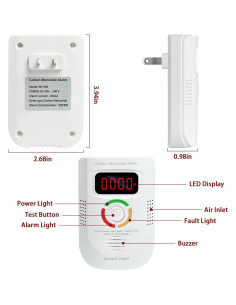 Detector de Monóxido de Carbono Enchufable WOOWME con Pantalla LED 2