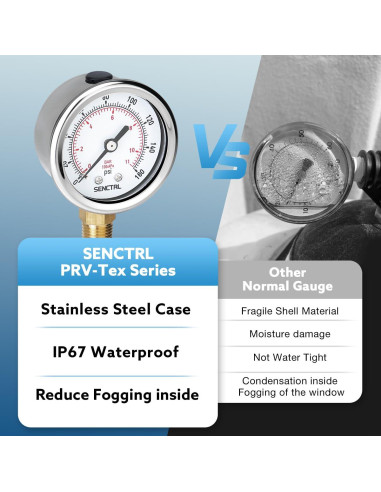 Manómetro 0-11 Bar SENCTRL, Dial 5 cm, Acero Inoxidable
