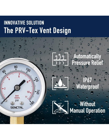 Manómetro 0-11 Bar SENCTRL, Dial 5 cm, Acero Inoxidable