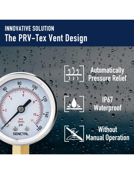 Manómetro 0-11 Bar SENCTRL, Dial 5 cm, Acero Inoxidable