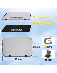 Sombrillas para Ventanas de Auto Lechin - 2 Piezas - 80x50 cm 2