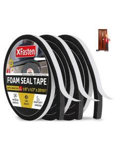 Cinta de Sellado de Espuma Negra XFasten 1.27cm x 6.1m Paquete 3