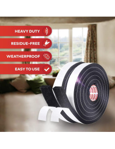 Cinta de Sellado de Espuma Negra XFasten 1.27cm x 6.1m Paquete 3 2