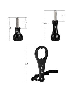 Juego de Tornillos de Pulgar HSU + Llave para GoPro - Aluminio Negro 2