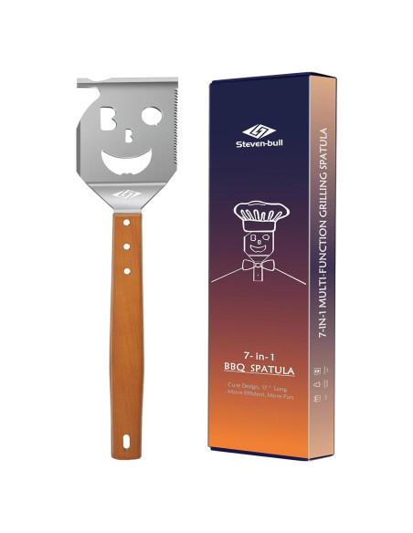 Espátula 7-en-1 para BBQ STEVEN-BULL S, 43 cm, Acero Inoxidable