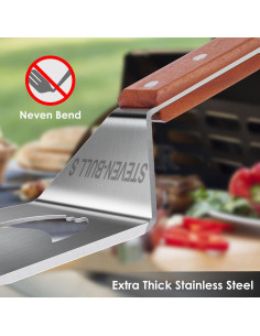 Espátula 7-en-1 para BBQ STEVEN-BULL S, 43 cm, Acero Inoxidable 2