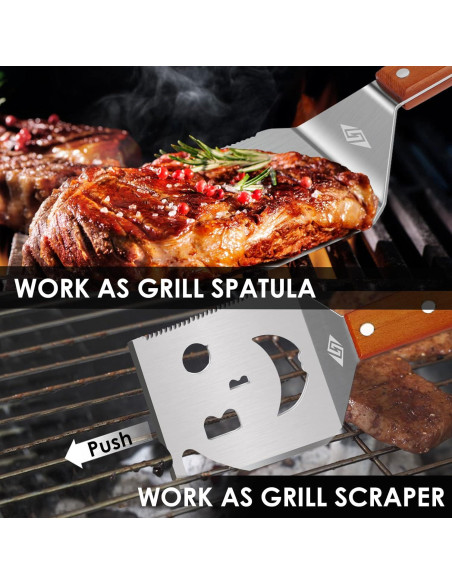 Espátula 7-en-1 para BBQ STEVEN-BULL S, 43 cm, Acero Inoxidable