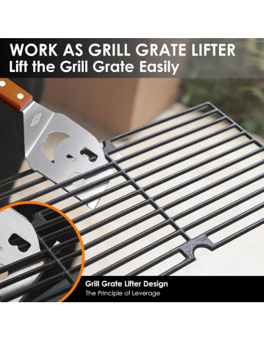 Espátula 7-en-1 para BBQ STEVEN-BULL S, 43 cm, Acero Inoxidable