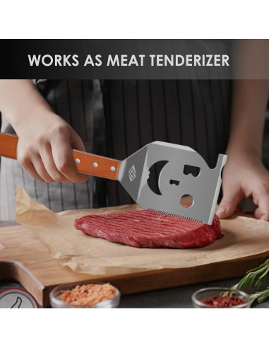 Espátula 7-en-1 para BBQ STEVEN-BULL S, 43 cm, Acero Inoxidable