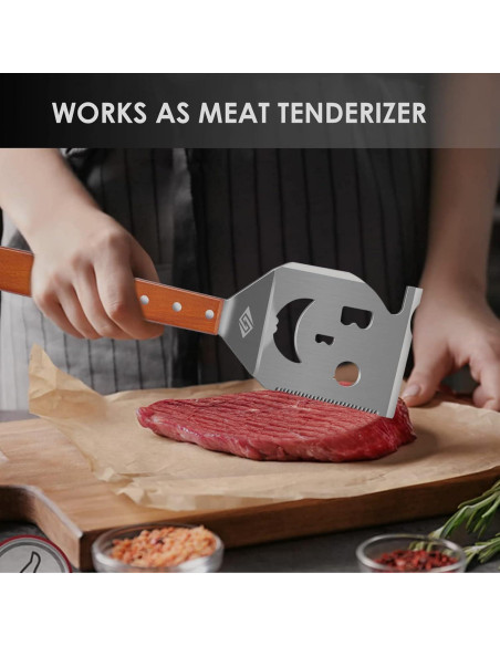 Espátula 7-en-1 para BBQ STEVEN-BULL S, 43 cm, Acero Inoxidable