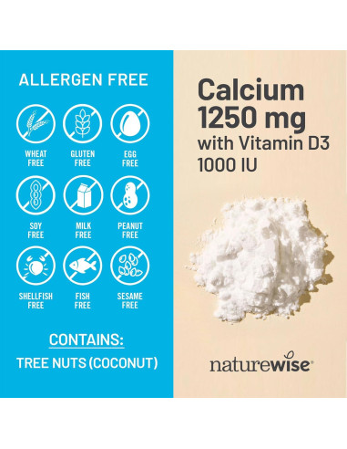 NatureWise Calcio 1250mg + Vitamina D3 1000UI - 60 Gelatinas