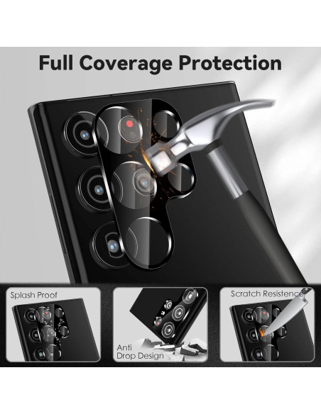 Protectores de Lente de Cámara CloudValley para Samsung Galaxy S23 Ultra - Vidrio Templado 9H, Paquete de 4