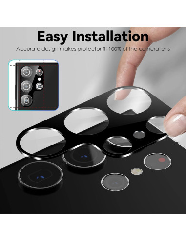 Protectores de Lente de Cámara CloudValley para Samsung Galaxy S23 Ultra - Vidrio Templado 9H, Paquete de 4