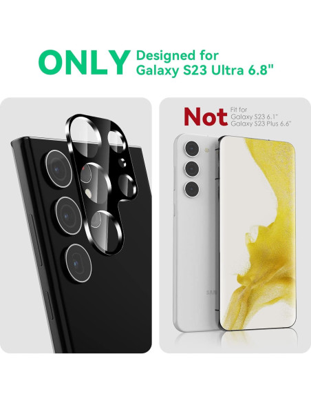 Protectores de Lente de Cámara CloudValley para Samsung Galaxy S23 Ultra - Vidrio Templado 9H, Paquete de 4