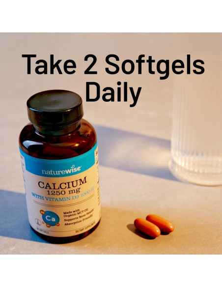NatureWise Calcio 1250mg + Vitamina D3 1000UI - 60 Gelatinas