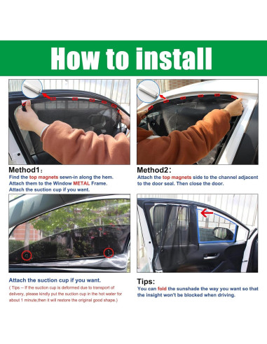 Sombrillas Magnéticas para Ventanas de Auto Ovege 2 Pcs UV