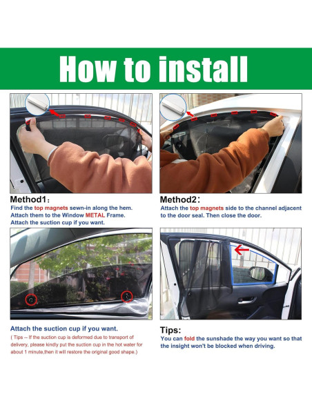 Sombrillas Magnéticas para Ventanas de Auto Ovege 2 Pcs UV