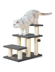 Escalera para Mascotas Pawque 3 Pasos Gris Soporta 68 kg