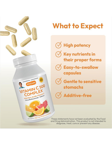 ANDREW LESSMAN Complejo de Vitamina C 500 - 60 Cápsulas No Ácidas