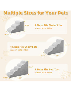 Escalera para Perros MIHIKK 4 Pasos Antideslizante Gris 2