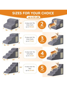 Escalera para Perros Pequeños Ahpmeoa 4 Pasos Antideslizante 50 cm 2