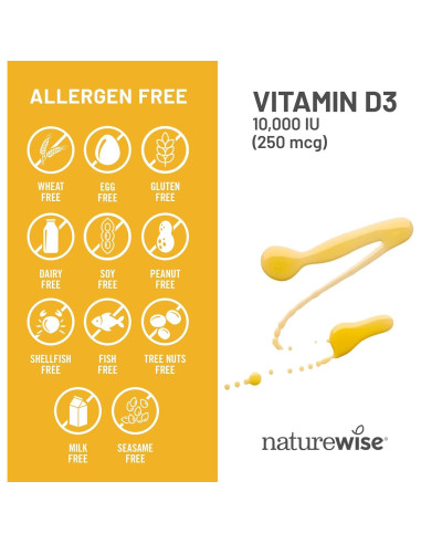 NatureWise Vitamina D3 10,000UI 30 Mini Softgels - Soporte Inmunológico